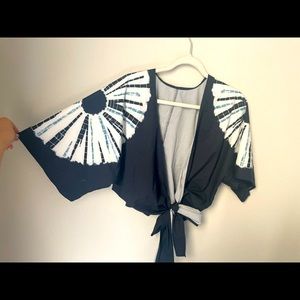 Tie-dye front tie cover up